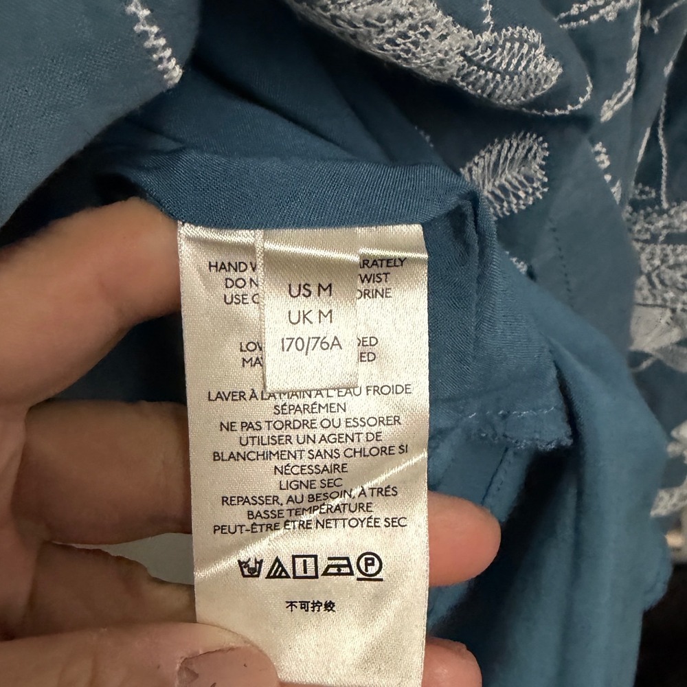 Maeve Anthropologie Ariadne Blue Embroidered Maxi Skirt  Chambray Tiered Medium - Picture 15 of 16